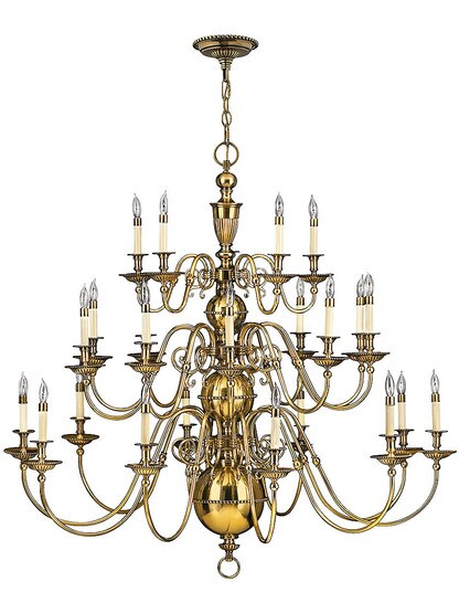 Cambridge Three Tier Chandelier With 21 Lights in Burnished Brass.